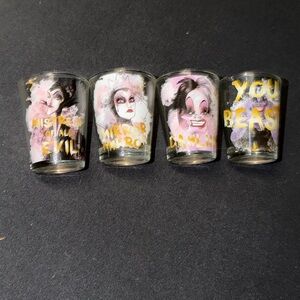 Disney Villains 4 Piece Beer Shot Glass Set Brand New Without Box Collectible US